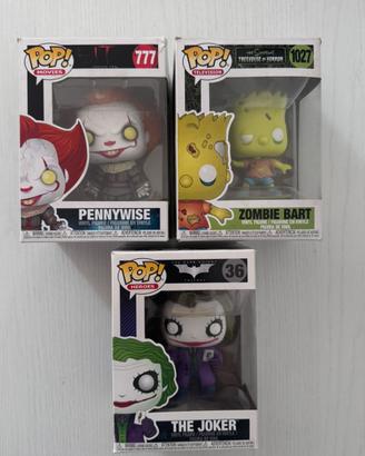Lotto 3 funko pop pennywise bart joker 777 1027