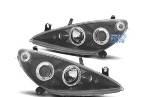 FARI PEUGEOT 307 01-05 ANGEL EYES FONDO NERO H7 H1