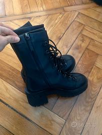 Versace Women's Greca Platform Combat Boots Leathe