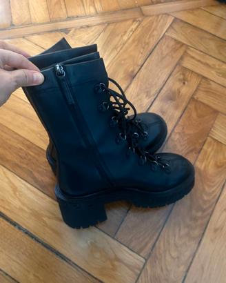 Versace Women's Greca Platform Combat Boots Leathe