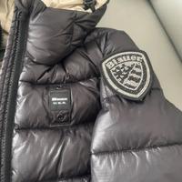 Blauer piumino bambina con stemma brillantini