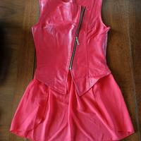 Corpetto gilet rosso in ecopelle con volant