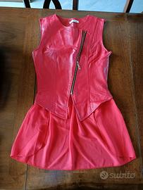Corpetto gilet rosso in ecopelle con volant