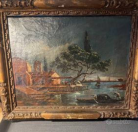 Veduta veneziana antica XIX aec. - stile Guardi