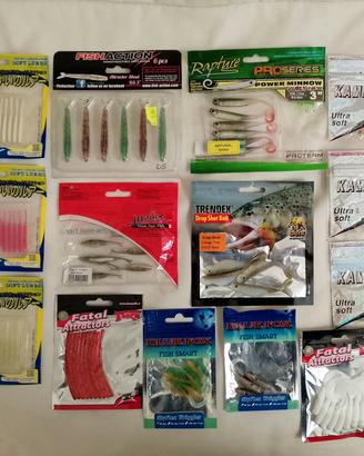Set completo esche siliconiche e ami vari