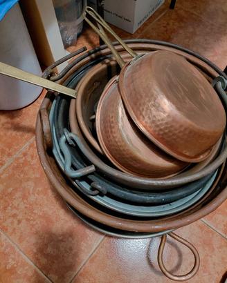 Pentolame vario in Rame. Nuovo mai usato. 