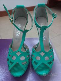 Sandali Tacco 12 Turchese Novità – Vera Pelle