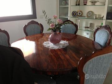 Set Tavolo antico ciligio e 8 sedie