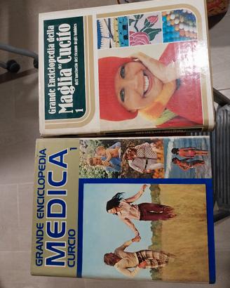 enciclopedia medica e maglia cucito anni 70