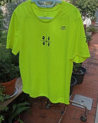 T-Shirt Tecnica Running Kalenji Giallo Fluo/4MORI