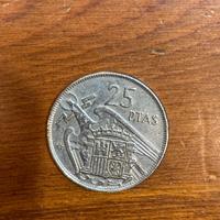 Moneta spagnola 25 pesetas 1957