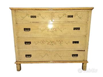 Comò cassettiera in legno massello stile Arte