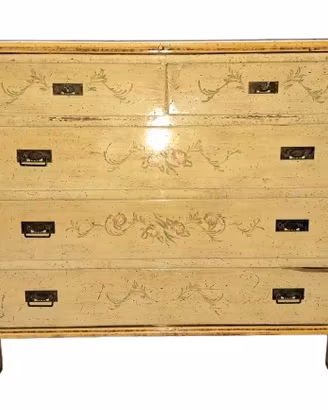 Comò cassettiera in legno massello stile Arte