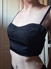 Crop top a corsetto/Bralette  nero  - Taglia M 