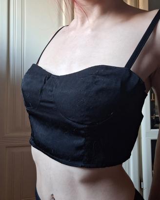Crop top a corsetto/Bralette  nero  - Taglia M 