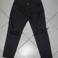 Jeans Nero Strappato Uomo