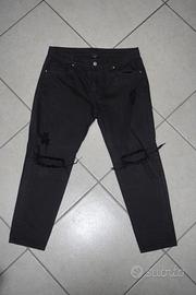 Jeans Nero Strappato Uomo