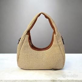 Borsa donna beige intrecciata con tracolla – 14x28
