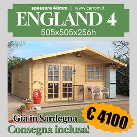 CASETTA DI LEGNO ENGLAND4 505x505x256h - 40mm