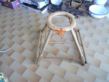 Girello bimbi in legno con ruote anni 40/ 50