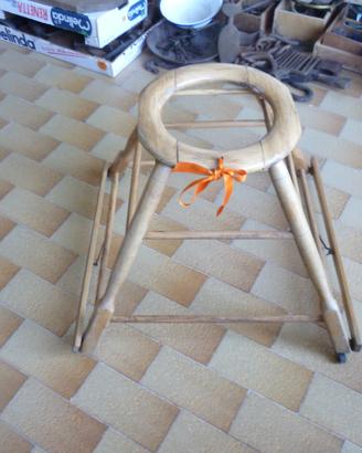 Girello bimbi in legno con ruote anni 40/ 50