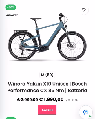 ebike nuova Winora Yakun X10 tg M