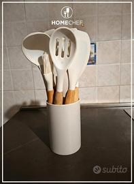 Set completo 12utensili da cucina in silicone bian