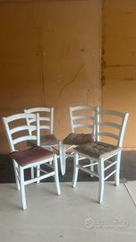 Set tavolo + 4 sedie in legno stile rustico