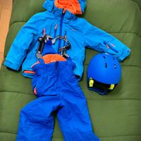 BRUGI Tuta sci 2 pezzi + casco 3/4 anni 98/104 cm
