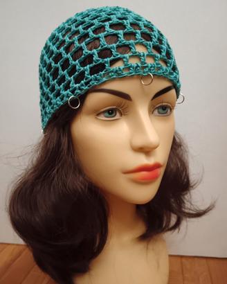 cappellino estivo a rete color turchese