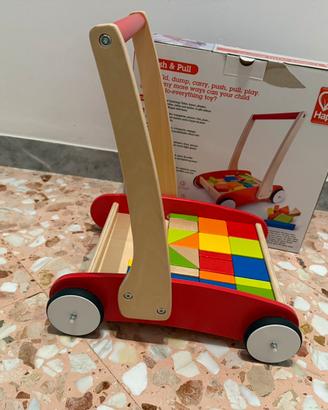 Carrello primi passi HAPE legno blocchi colorati