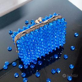 Borsellino portamonete di perline blù 