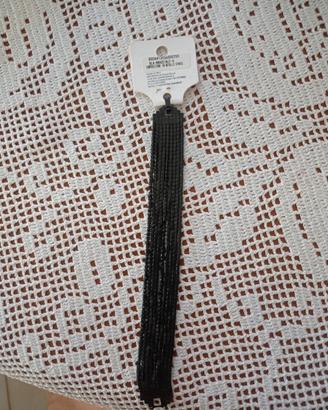 Bracciale a fascia nero con brillantini 
