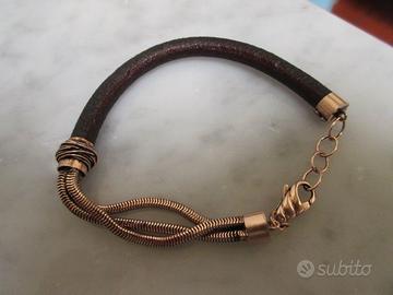 Bracciale in argento e cuio