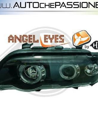 Fanali anteriori frecce angel eyes neri BMW X5 E53