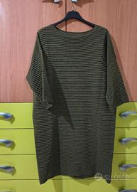 vestito verde oliva a costine, tg M