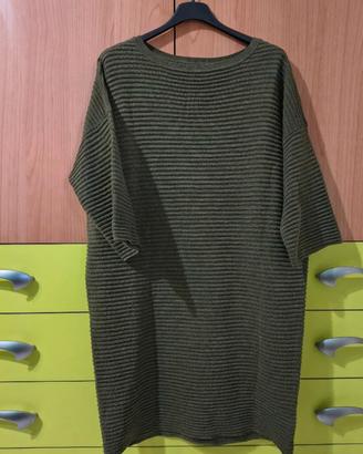 vestito verde oliva a costine, tg M