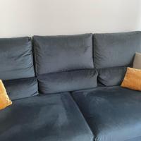 Divano artigianale, 4 posti, color petrolio