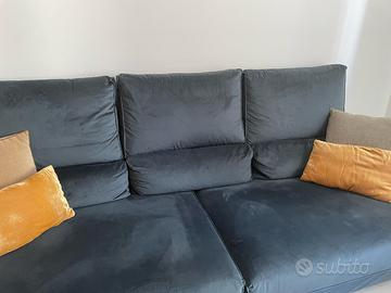 Divano artigianale, 4 posti, color petrolio