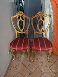 coppia sedie stile bArocco oro 