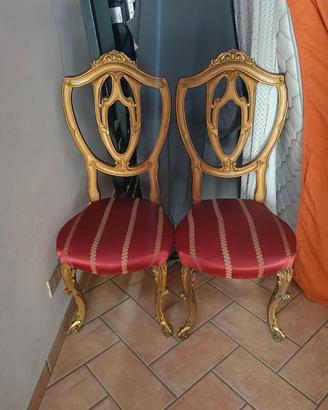 coppia sedie stile bArocco oro 