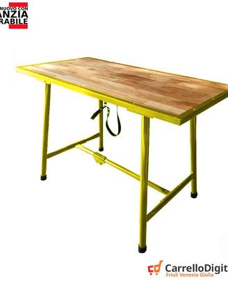 Tavolo lavoro pieghevole legno e acciaio Giallo