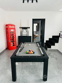 Tavolo da biliardo / pranzo nero + rastrelliera