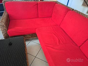 Divano rattan vimini con tavolino