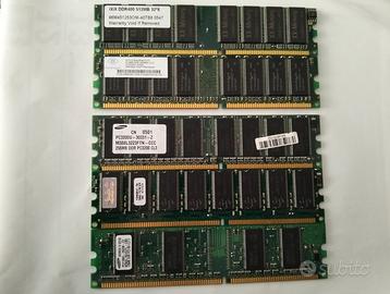 Stock di RAM DDR DIMM da 512 e 256 MB (184pin)