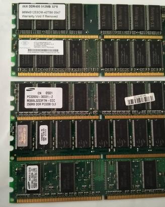 Stock di RAM DDR DIMM da 512 e 256 MB (184pin)