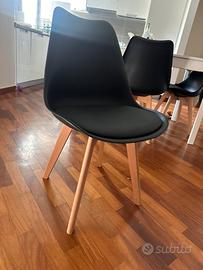 Set 7 sedie stile scandinavo nero/legno