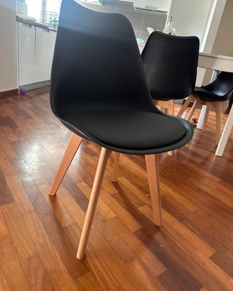 Set 7 sedie stile scandinavo nero/legno