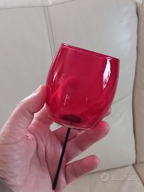 Portacandele rosso in vetro