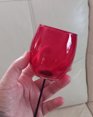 Portacandele rosso in vetro